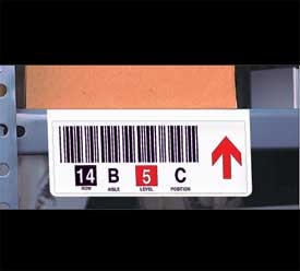 warehouse shelf lip mount for large bar code label